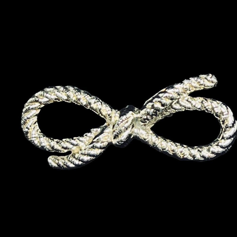 Gold Tone Rope Bow Brooch - Picture 1 of 5